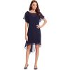 imageAdrianna Papell Womens Chiffon Overlay Draped DressNavy