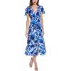 imageAdrianna Papell Womens Printed Chiffon Midi Dress Blue Multi