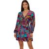 imageAdrianna Papell Womens Printed Flounce Short DressPurple Multi