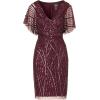 imageAdrianna Papell Womens Beaded Dolman Sleeve DressDeep Amethyst