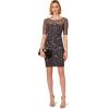 imageAdrianna Papell Womens Beaded Floral Short DressGunmetal