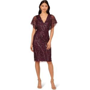 imageAdrianna Papell Womens Beaded Dolman Sleeve DressDeep Amethyst