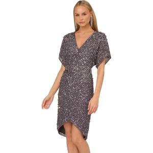imageAdrianna Papell Womens Beaded Dolman Sleeve DressGunmetal