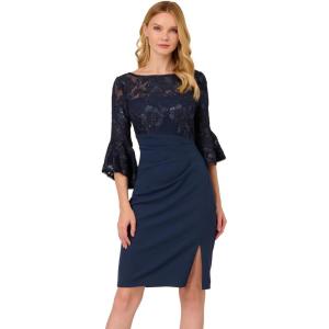 imageAdrianna Papell Womens Floral Lace Combo DressNavy