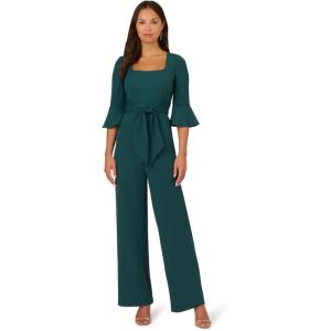 imageAdrianna Papell Womens Knit Crepe Tie Front JumpsuitHunter
