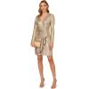 imageAdrianna Papell Womens Foiled Knit Draped DressLight Gold