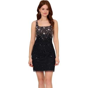 imageAdrianna Papell Womens Petite Beaded Tank DressNavyRosegold