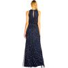 imageAdrianna Papell Womens Halter Art Deco Beaded Blouson DressNavy
