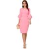 imageAdrianna Papell Womens Knit Crepe Tiered Sleeve DressCherry Blossom