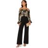 imageAdrianna Papell womens Off Shoulder Lace TopCrepe Pant JumpsuitBlackGold
