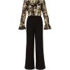 imageAdrianna Papell womens Off Shoulder Lace TopCrepe Pant JumpsuitBlackGold