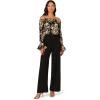 imageAdrianna Papell womens Off Shoulder Lace TopCrepe Pant JumpsuitBlackGold