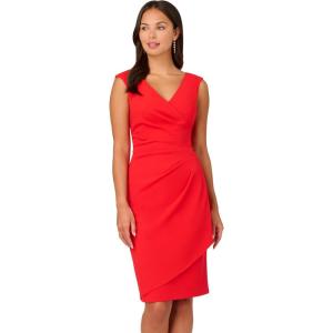 imageAdrianna Papell Womens Crepe Draped Overlay DressRed Crush