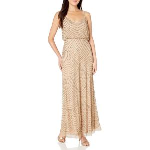 imageAdrianna Papell Womens Long Beaded Blouson GownChampGold