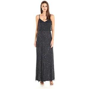 imageAdrianna Papell Womens Long Beaded Blouson GownCharcoal