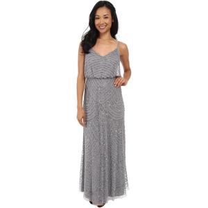 imageAdrianna Papell Womens Long Beaded Blouson GownSilverGrey
