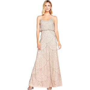 imageAdrianna Papell Womens Long Beaded Blouson GownTaupePink