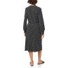 imageAdrianna Papell Womens Long Sleeve Wrap Midi DressBlackIvory Medium Dot
