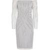 imageAdrianna Papell Womens Off Shoulder Beaded DressSilver Mist