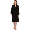 imageAdrianna Papell Womens Long Sleeve Wrap Midi DressBlack