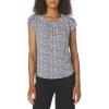 imageAdrianna Papell Womens Printed Petal Sleeve Knit TopNavyWhite Mini Garden