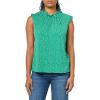 imageAdrianna Papell Womens Ruffle Mock Neck TankEmerald Sweet Ditsy