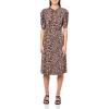 imageAdrianna Papell Womens Ruffle Neck Short Sleeve DressRealistic Cheetah