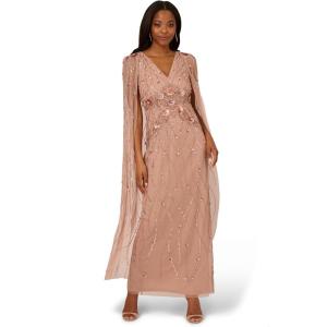 imageAdrianna Papell Womens Beaded Cape Long DressRose Gold