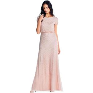 imageAdrianna Papell Womens Blouson Beaded Long DressBlush
