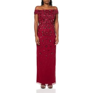 imageAdrianna Papell Womens Off Shoulder Beaded DressCranberry