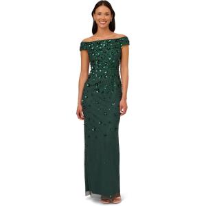 imageAdrianna Papell Womens Off Shoulder Beaded DressDusty Emerald