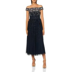 imageAdrianna Papell Womens Off Shoulder Beaded DressNavyRosegold