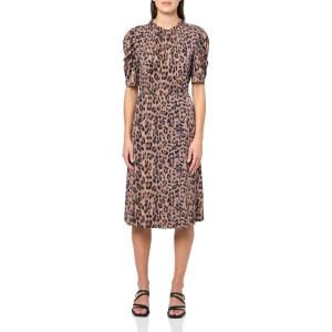 imageAdrianna Papell Womens Ruffle Neck Short Sleeve DressRealistic Cheetah