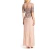 imageAdrianna Papell Womens 34 Sleeve Beaded Illusion Gown with Sweetheart NecklineBuff