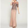 imageAdrianna Papell Womens 34 Sleeve Beaded Illusion Gown with Sweetheart NecklineBuff