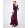 imageAdrianna Papell Womens 34 Sleeve Scoop Back Beaded GownCabernet