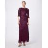 imageAdrianna Papell Womens 34 Sleeve Scoop Back Beaded GownCabernet