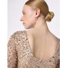 imageAdrianna Papell Womens 34 Sleeve Scoop Back Beaded GownChampagneSilver