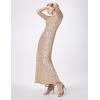 imageAdrianna Papell Womens 34 Sleeve Scoop Back Beaded GownChampagneSilver