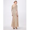 imageAdrianna Papell Womens 34 Sleeve Scoop Back Beaded GownChampagneSilver