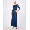 imageAdrianna Papell Womens 34 Sleeve Scoop Back Beaded GownDeep Blue
