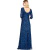 imageAdrianna Papell Womens 34 Sleeve Scoop Back Beaded GownDeep Blue