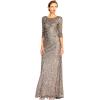 imageAdrianna Papell Womens 34 Sleeve Scoop Back Beaded GownLead