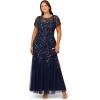 imageAdrianna Papell Womens Bead Long Dress with GodetsLight Navy