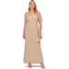 imageAdrianna Papell Womens Beaded Long 3D Floral DressBiscotti