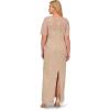 imageAdrianna Papell Womens Beaded Long 3D Floral DressBiscotti