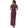 imageAdrianna Papell Womens Beaded Long 3D Floral DressCassis
