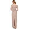 imageAdrianna Papell Womens Beaded Long 3D Floral DressMarble