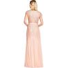 imageAdrianna Papell Womens Long Beaded VNeck Dress with Cap Sleeves and WaistbandBlush