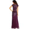 imageAdrianna Papell Womens Long Beaded VNeck Dress with Cap Sleeves and WaistbandCassis